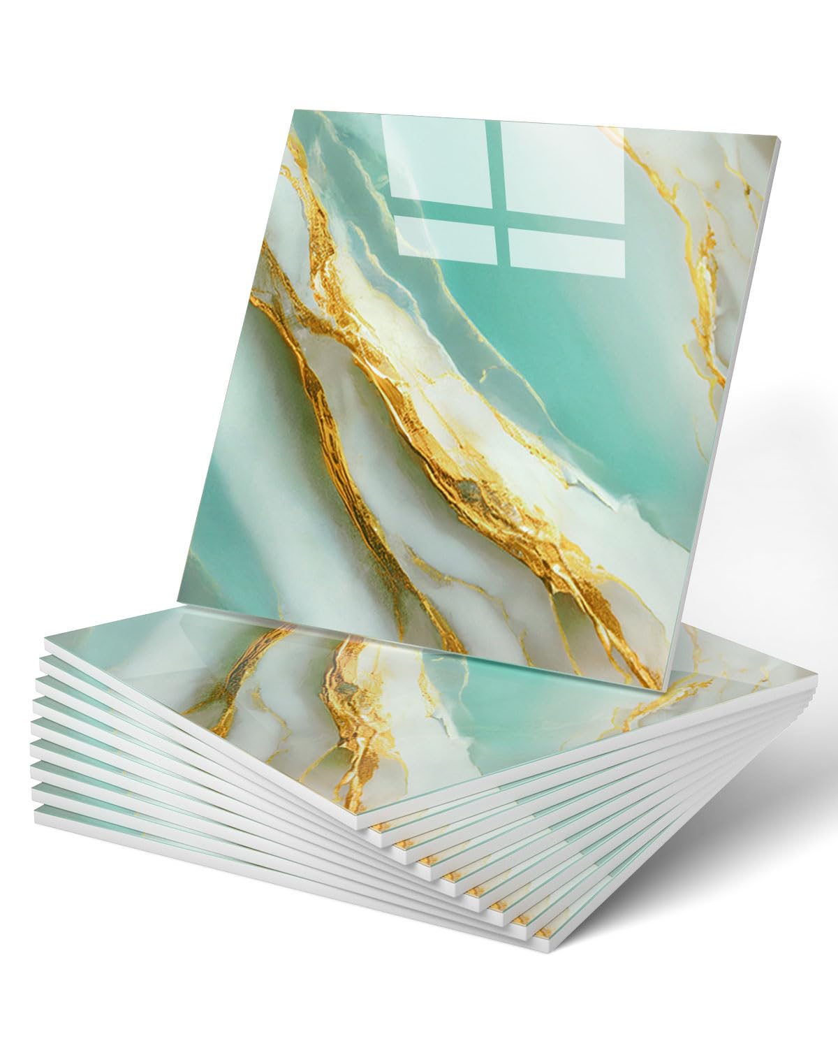 HASTHIP® 10Pcs Waterproof Peel and Stick Marble Wall Tiles, Self-Adhesive PVC Panels for Bathroom, Kitchen, and Living Room Green HASTHIP® 10Pcs Waterproof Peel and Stick Marble Wall Tiles, Self-Adhesive PVC Panels for Bathroom, Kitchen, and Living Room Green